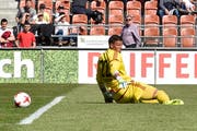 Benjamin Siegrist kassierte als Vaduzer Torhüter das 0:2 im Super-League-Heimspiel gegen den FC Luzern. (Bild: Martin Meienberger/Freshfocus (Vaduz, 9. April 2017))