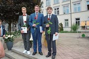 Die Besten der Besten: Samuel Peter Staub 5,35, Fabian Graf 5,46 und Denis Sutter 5,35. (Bild: Philipp Wolf)