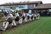 Die Seilzieher der U23 aus Stans-Oberdorf gaben alles und holten sich die Goldmedaille. (Bild: pd)