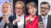 Welcher CEO welches bundesnahen Unternehmens verdiente 2018 am meisten? Ein Blick ins Kaderlohnreporting des Bundes gibt Aufschluss. (Bild: Keystone/Montage_CH Media)