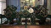 Das historische Uhrwerk im Turm der Kirche Linsebühl. (Bild: Stadt St.Gallen)