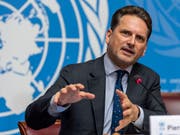 Pierre Krähenbühl, Generalkommissar des Uno-Palästinenserhilfswerk, zeigte sich am Dienstag erfreut über die mehr als 110 Millionen Dollar an Spendengelder, die an der Geberkonferenz in New York gesammelt werden konnten. (Bild: KEYSTONE/MARTIAL TREZZINI)