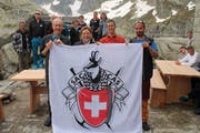 Ueli Hintermeister, Heidi Z’graggen, Martin Schuster und Roman Felber (von links) bei der Einweihung. (Bild: Robi Kuster, Tiefenbach, 24. Juni 2019)
