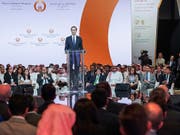 Jared Kushner, Schwiegersohn und Nahost-Beauftragter von US-Präsident Trump, spricht in Manama vor den Teilnehmern der Investitionskonferenz für die Palästinensergebiete. (Bild vom 25. Juni) (Bild: KEYSTONE/AP Peace to Prosperity Workshop)