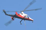 Der Helikopter der Firma Rotex hat zwei Hauptrotoren und kommt daher ohne Hekrotor aus.