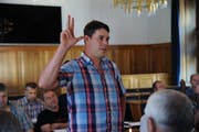 Markus Infanger, Isenthal, wurde als Korporationsrat vereidigt und anschliessend gleich zum neuen Allmendaufseher für den Kreis 6 gewählt (Bild: Urs Hanhart, Altdorf, 28. Juni 2019)