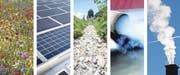 Schutz der Natur, erneuerbare Energien, Klimarekorde, Emissionen von Verkehr und Industrie – die Themen der Klimadebatte sind vielfältig. Bilder: Fotolia, Benjamin Manser, Urs Flüeler/KEY, Michael Probst/AP, Urs Jaudas