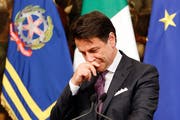 Italians Premierminister Giuseppe während der Medienkonferenz. Bild: Andrew Medichini/AP (Rom, 3. Juni 2019)