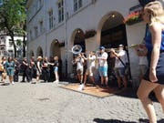 Für einmal in den Gassen von Maastricht zu hören: die Urner Brass Band Urknall. (Bild: PD, Maastricht, Juni 2019)