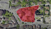 In rot der Perimeter des neuen HSG-Campus am Platztor. Er wird begrenzt durch den Unteren Graben, die St.-Jakob-Strasse, den Magniberg und die Böcklinstrasse. (Illustration: Universität St.Gallen/PD - 30. Juni 2019)