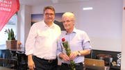 Christian Levrat, Präsident der SP Schweiz (links), setzt grosse Hoffnungen in den Urner Nationalratskandidaten der SP Uri, Urs Kälin. (Bild: Carmen Epp, Altdorf, 4. Juni 2019)