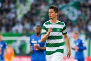 Milan Vilotic im Jubiläumtstrikot des FCSG. (Martin Meienberger/freshfocus)