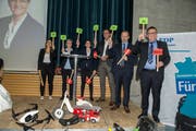 Mitte April nominierte die FDP-Basis sechs Personen für den Nationalrat (von links): Fabienne Brauchli, Helen Schurtenberger, Anne-Sophie Morand, Peter Schilliger, Albert Vitali und Martin Huber. (Bild: Dominik Wunderli, Rickenbach, 17. April 2019)