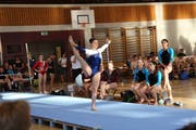 Sarina Nigg (Hünenberg) bei der abschliessenden Bodenübung. Bild: B. Senn (Kerns, 29. Juni 2019)