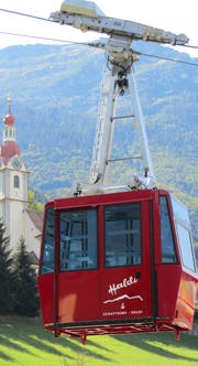 Die frisch gereinigte Kabine der Luftseilbahn Schattdorf–Haldi. (Bild: Chrigi Gisler, Schattdorf, 10. Juli 2019)