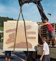 Wurde kürzlich im Rahmen des Jubiläumsjahres angeliefert: Das Logo des Wohnheims Neufeld. (Bild: PD)