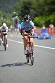 Claudia Heule während der Radstrecke in Klagenfurt. (Bild: PD)