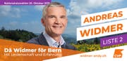 Wahlplakat von Andreas Widmer, CVP.
