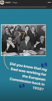 Dieses Foto postete Ursula von der Leyen auf Instagram. Es zeigt ihren Vater an der Seite von Deutschlands erstem Nachkriegskanzler Konrad Adenauer.