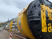 Die Tunnelbohrmaschine auf dem Werkhof der Firma Marti Tunnel AG in Klus-Balsthal ist vormontiert. (Bild: PD)