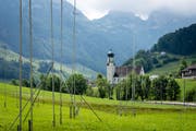 Die Bauvisiere auf der Liegenschaft Rohr am Ortseingang von Schwende stehen seit mehreren Jahren. (Bild: Claudio Weder)