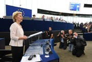 Ursula von der Leyen setzt sich bei ihrer Rede im EU-Parlament fürs Thema Nachhaltigkeit ein. (Bild: Patrick Seeger / EPA, Strassburg, 16. Juli 2019)