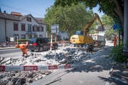 Vor einem Jahr wurde die Torstrasse aufgerissen. (Bild: Ralph Ribi - 13. Juli 2018)