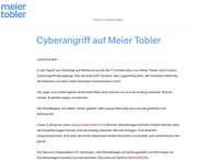 Screenshot der Meier-Tobler-Website am Freitagnachmittag.