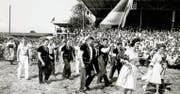 Einmarsch am Eidgenössischen am 13. August 1961 in Zug. (Bild: PD)