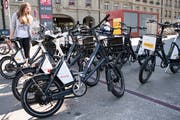 Publibikes in der Stadt Bern. (Foto: KEYSTONE/Peter Schneider)