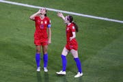 USA-Star Alex Morgan nimmt nach dem 2:1 einen Schluck Tee. (Bild: François Mori/Keystone, Lyon, 2. Juli 2019)