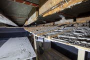 Einblick in die sich vom Holzprofil lösende Gipsverkleidung der Theaterdecke. (Bild: Philipp Klemm/LT)