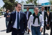 Aussenminister Ignazio Cassis und UNRWA-Generalsekretär Pierre Krähenbühl bei einem Besuch in der jordanischen Hauptstadt Amman im Mai 2018. (Bild: KEYSTONE/Ti-Press/Gabriele Putzu)
