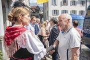 Ueli Maurer vor dem Regierungsgebäude in Altdorf. (Bild: Urs Flüeler/Keystone, Altdorf, 4 Juli 2019)