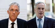 Bundesanwalt Michael Lauber steht unter Druck. Sein Anwalt, Lorenz Erni, betreut etwa auch Sepp Blatter. (Bilder: Keystone, Montage: stg)