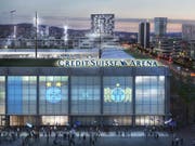Die Grossbank Credit Suisse hat sich die Namensrechte für das geplante Fussball-Stadion auf dem Hardturm-Areal für zehn Jahre gesichert. FCZ und GC sollen in der «Credit Suisse Arena» spielen. (Bild: Visualisierung: PD)