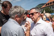 Stellte sich gestern der Kritik der Nidwaldner Bevölkerung: Aussenminister Ignazio Cassis. (Bild: Christian H. Hildebrand, 5.Juli 2019)
