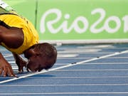 Der jamaikanische Sprinter Usain Bolt nach dem 200-Meter-Final bei den Olympischen Sommerspielen 2016 in Rio de Janeiro. (Bild: KEYSTONE/EPA/YOAN VALAT)