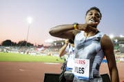 Noah Lyles läuft bei Athletissima in Lausanne 19,50 Sekunden über 200 m. (KEYSTONE/Valentin Flauraud)