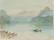 Der englische Landschaftsmaler des 19. Jahrhunderts und Meister des Lichts für einmal lieblich: Auch so hat William Turner den Vierwaldstättersee mit der Rigi im Hintergrund gesehen. (Bild: Handout Kunstmuseum Luzern)