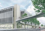 Als «Eingangstor zur Stadt» preist die V-Zug den zweiten Bau des Technologieclusters Zug an. Visualisierung: PD