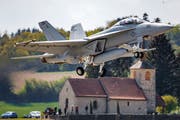 Moderner als die Europäer? F/A-18 Super Hornet am 30. April in Payerne. (Bild: KEYSTONE/Valentin Flauraud)