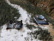In der nordspanischen Region Navarra haben Überschwemmungen schere Schäden angerichtet. In der Gemeinde Tafalla trat der Fluss Cidacos über die Ufer. (Bild: KEYSTONE/EPA EFE/JESUS DIGES)