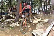 Reto Indergand in einer der vielen technisch anspruchsvollen Passagen (Bild: Roland Jauch, Andorra, 7. Juli 2019)