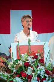 Bundesrätin Karin Keller-Sutter während ihrer Rede. (Bild: Ralph Ribi)