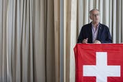 Guy Parmelin während seiner Ansprache auf dem Weissenstein. (Bild: Keystone)