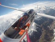 Guido Müller in seinem Element über den Alpen.Bild: Guido Müller