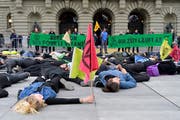 Mitglieder von «Extinction Rebellion» bei einer Aktion vor dem Bundeshaus in Bern. (Bild: Anthony Anex/Keystone, 6. Juni 2019)
