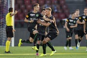St.Galler Jubel nach dem 1:1-Ausgleich durch Jordi Quintillà. (Bild: Keystone)