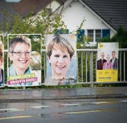 Im Thurgau: Plakate vor den nationalen Wahlen 2015. (Bild: Ralph Ribi, 14.9.2015)